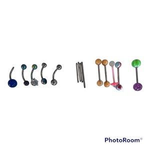 10 belly button & 4 straight bars